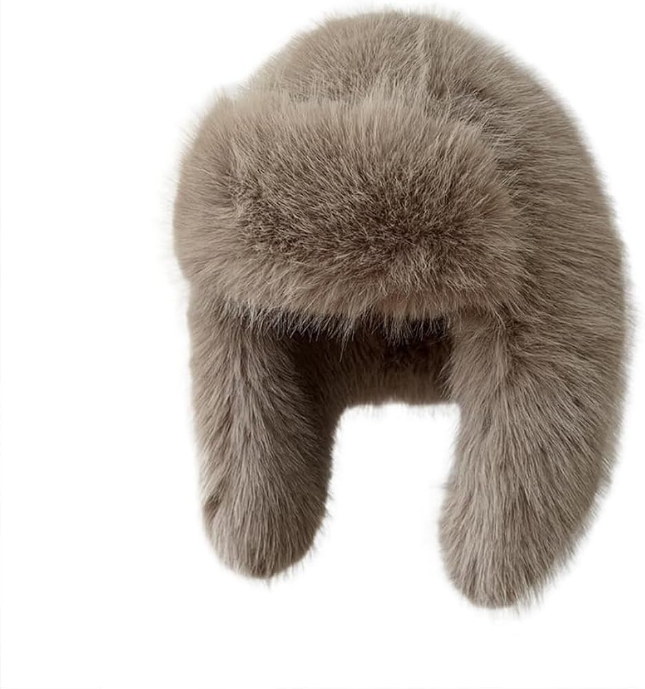 Luxurious Faux Mink Fur Ladies Trapper Hat，Pure Color Simplistic Women’s Winter Hat，Furry U... | Amazon (US)