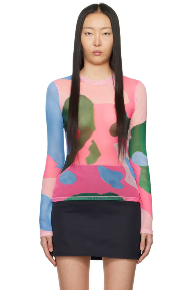 JW Anderson - Pink Printed Long Sleeve T-Shirt | SSENSE