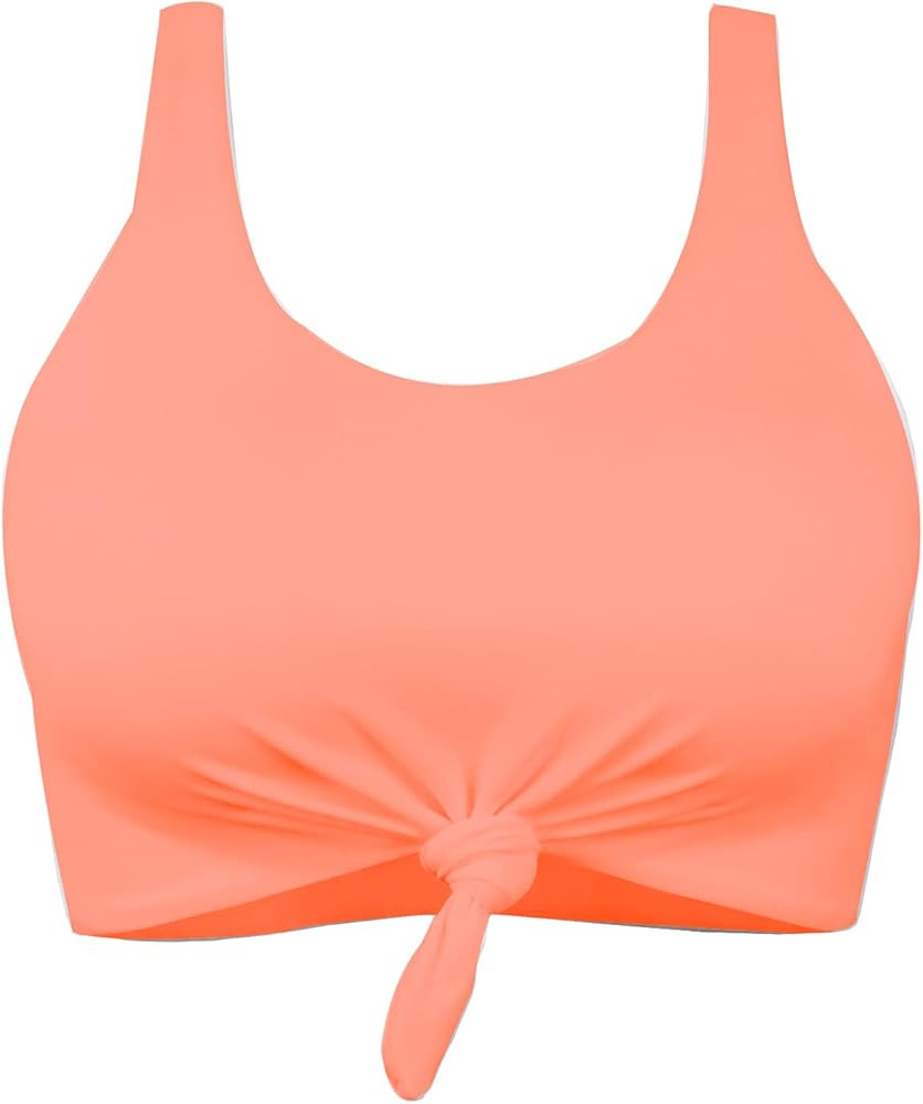 Balasami Women's Retro Scoop Neck Bow Knot Padded Tank Crop Top Bikini Swimsuit Top Only | Amazon (US)