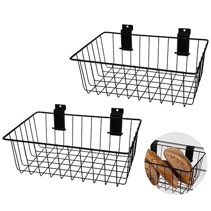 Eaasty 2 Pcs Slatwall Basket Ventilated Metal Slatwall Baskets Mounted Slatwall Baskets Hanging S... | Amazon (US)