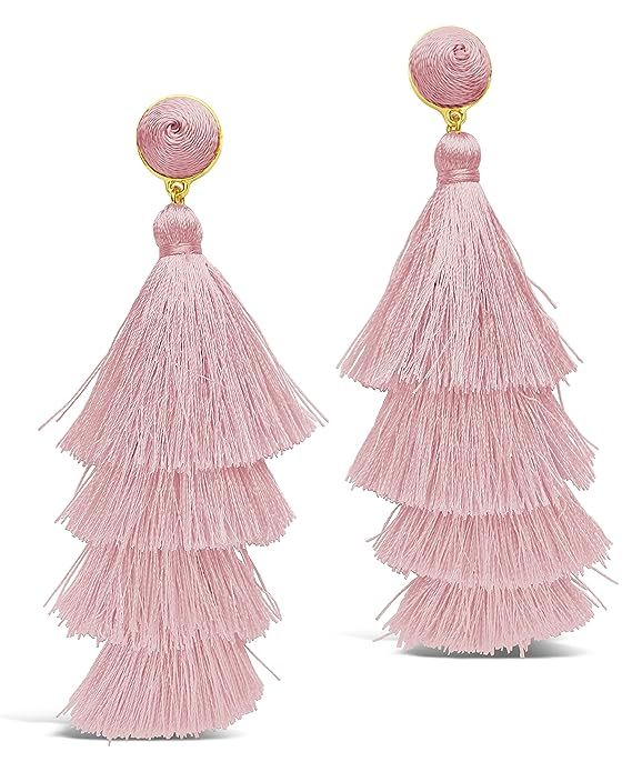 Sterling Forever - Fringe Multi Layered Gold Plated Tiered Dangle Drop Earrings | Amazon (US)