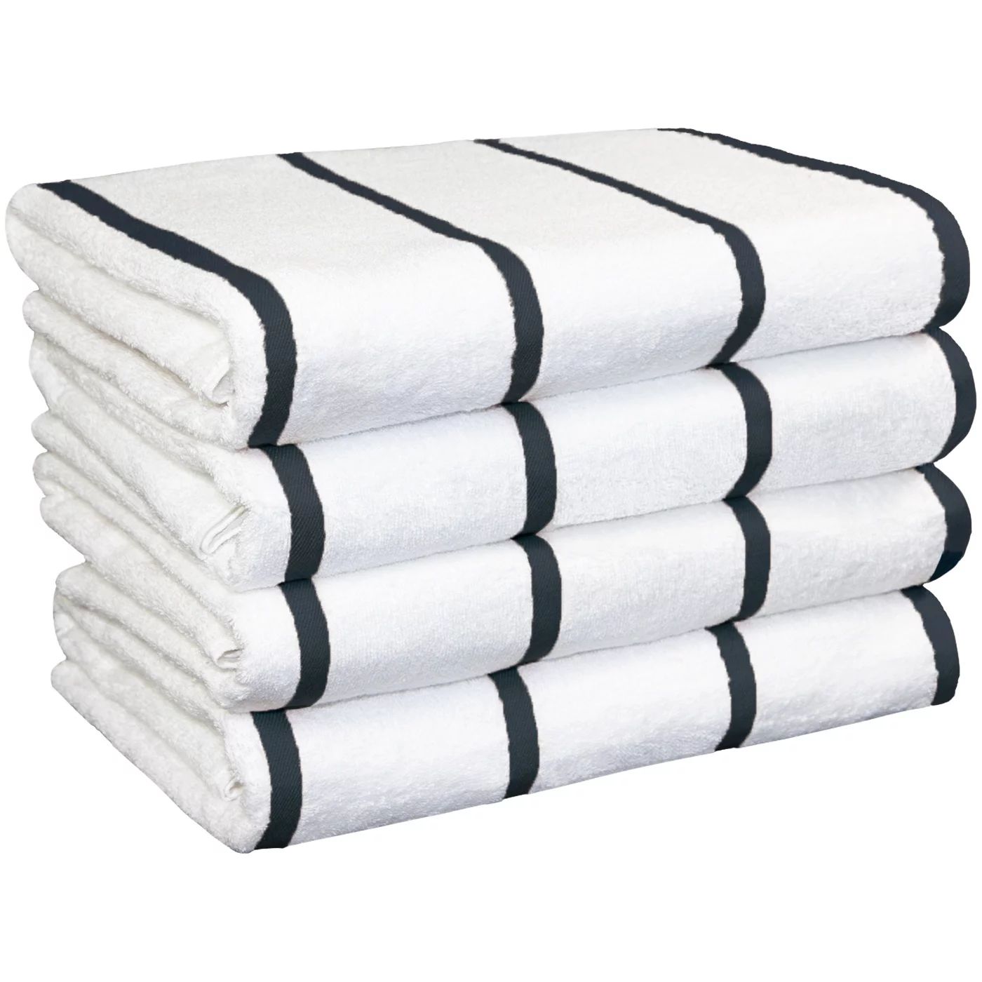 4 Pack of Las Rayas Striped Pool Towels - 30 x 60 - Dark Grey Horizontal Stripes - Soft Cotton | Walmart (US)