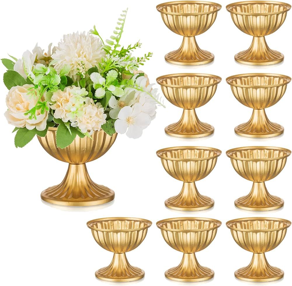 Sziqiqi Gold Flower Arrangement Pots for Centerpiece Table Decorations Metal Vase Urn Planter Dec... | Amazon (US)