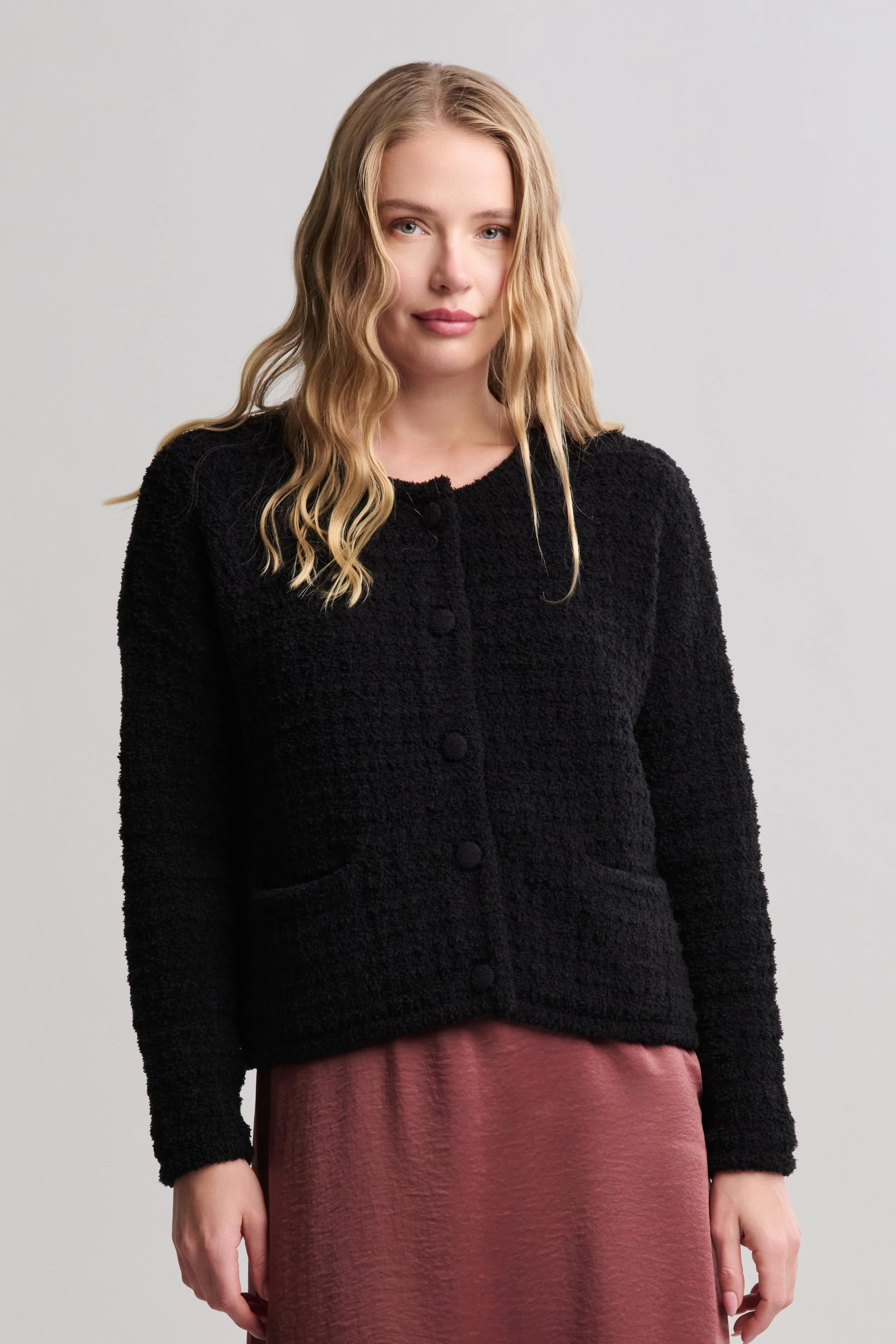 CozyChic® Textured Button Front Cardigan | Barefoot Dreams