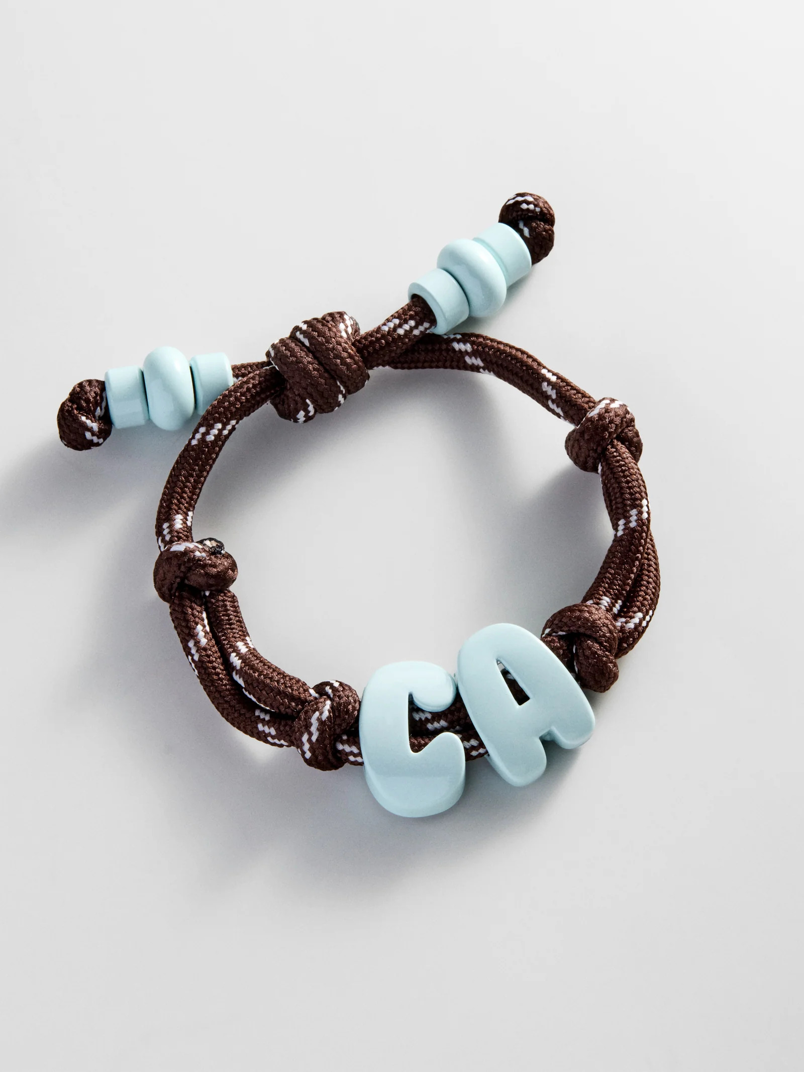 Knotty Enamel Initial Custom Bracelet - Brown/Blue Double Letter | BaubleBar