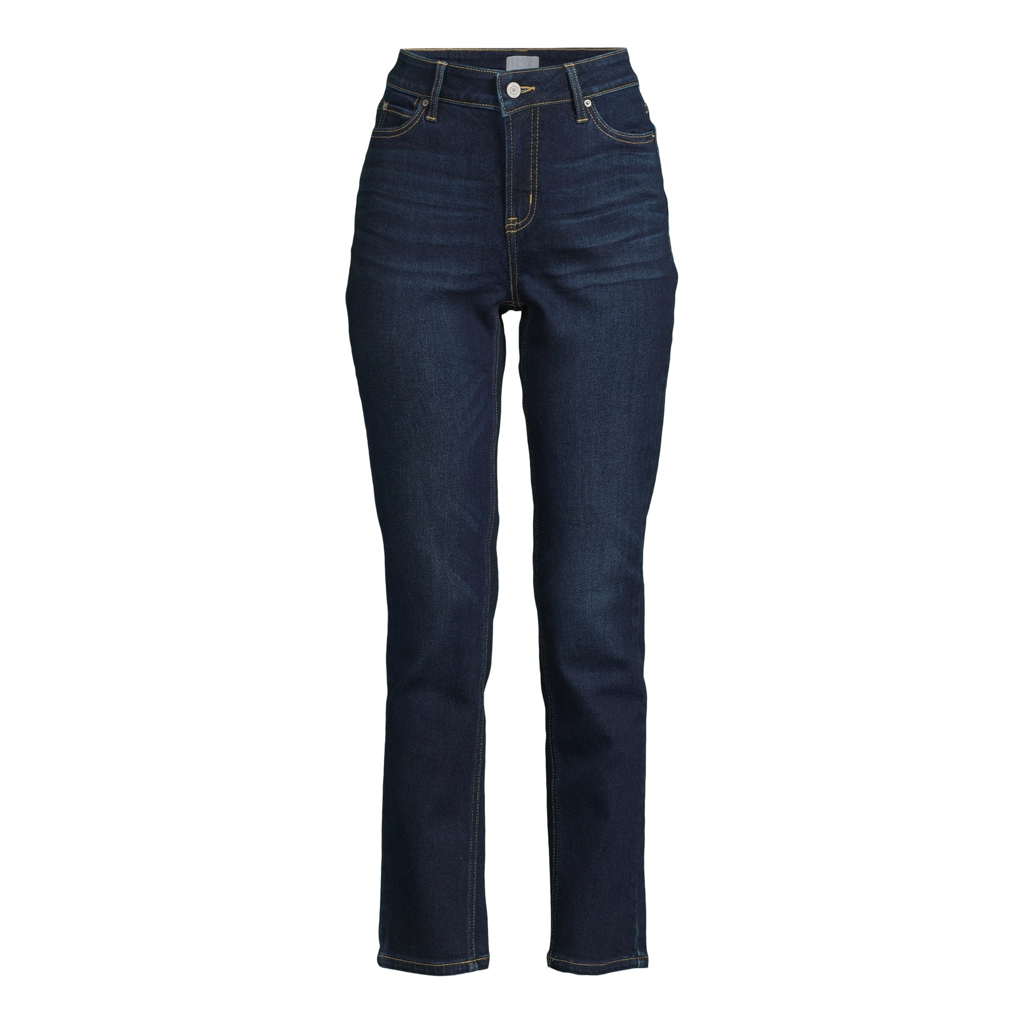 Time and Tru Women’s Mid Rise Straight Leg Jeans, 30" and 28" Inseams, Sizes 0-22 - Walmart.com | Walmart (US)