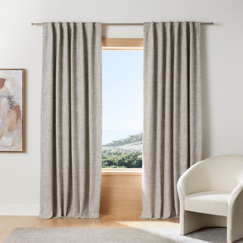 Reid Pebble Grey Recycled Fiber Blackout Window Curtain Panel 52"x96" + Reviews | Crate & Barrel | Crate & Barrel