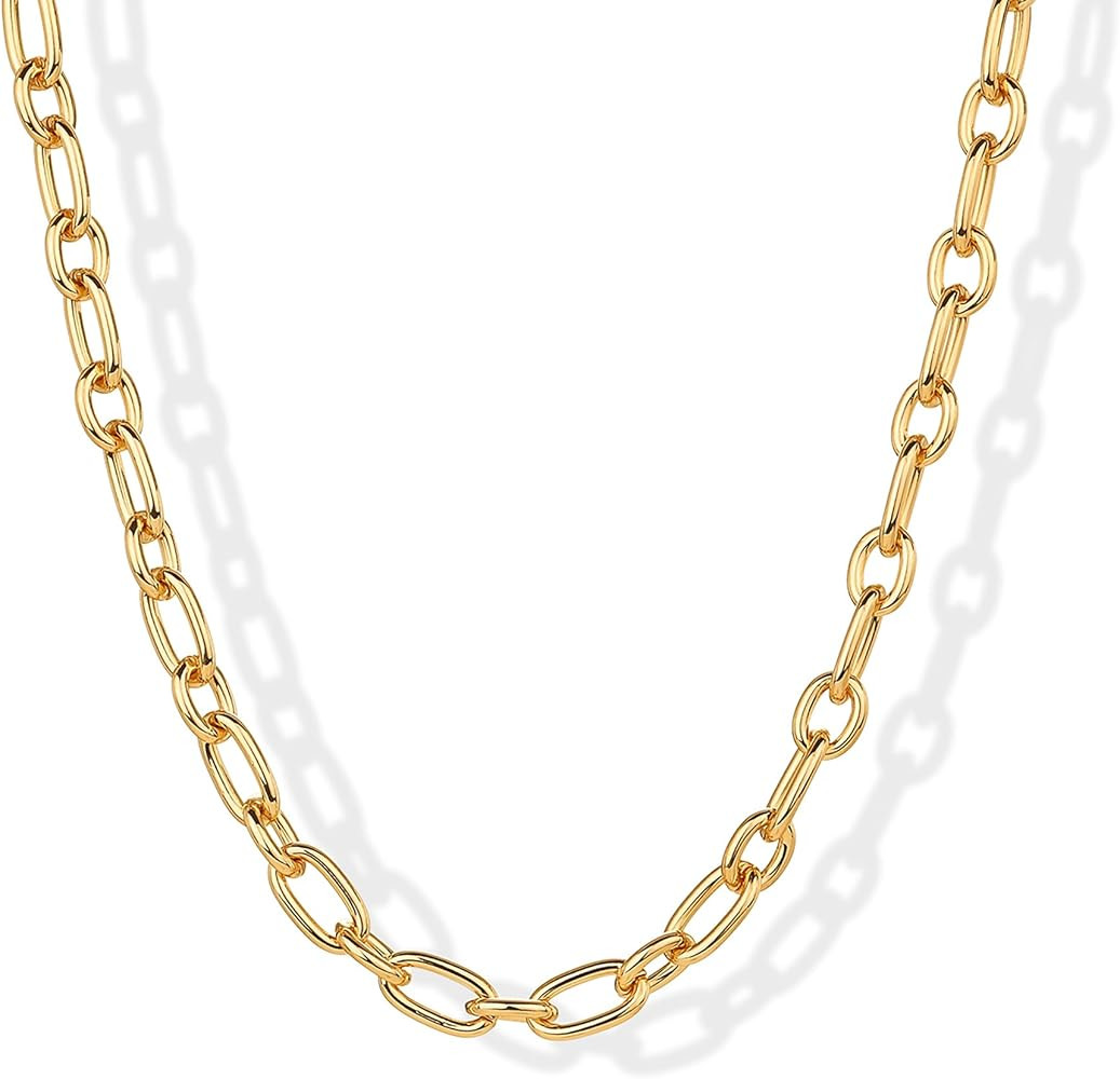 PAVOI 14K Gold Plated Chunky Chain Choker Necklaces for Women | Gold Statement Graduated Link Cha... | Amazon (US)