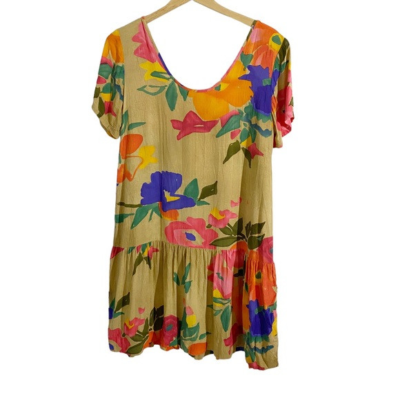 Jams World Hula Moon Vintage Beige Colorful Floral Dress, Size Medium | Poshmark
