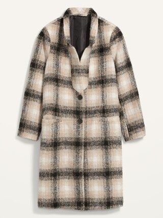 Oversized Soft-Brushed Plaid Overcoat for Women | Old Navy (US)