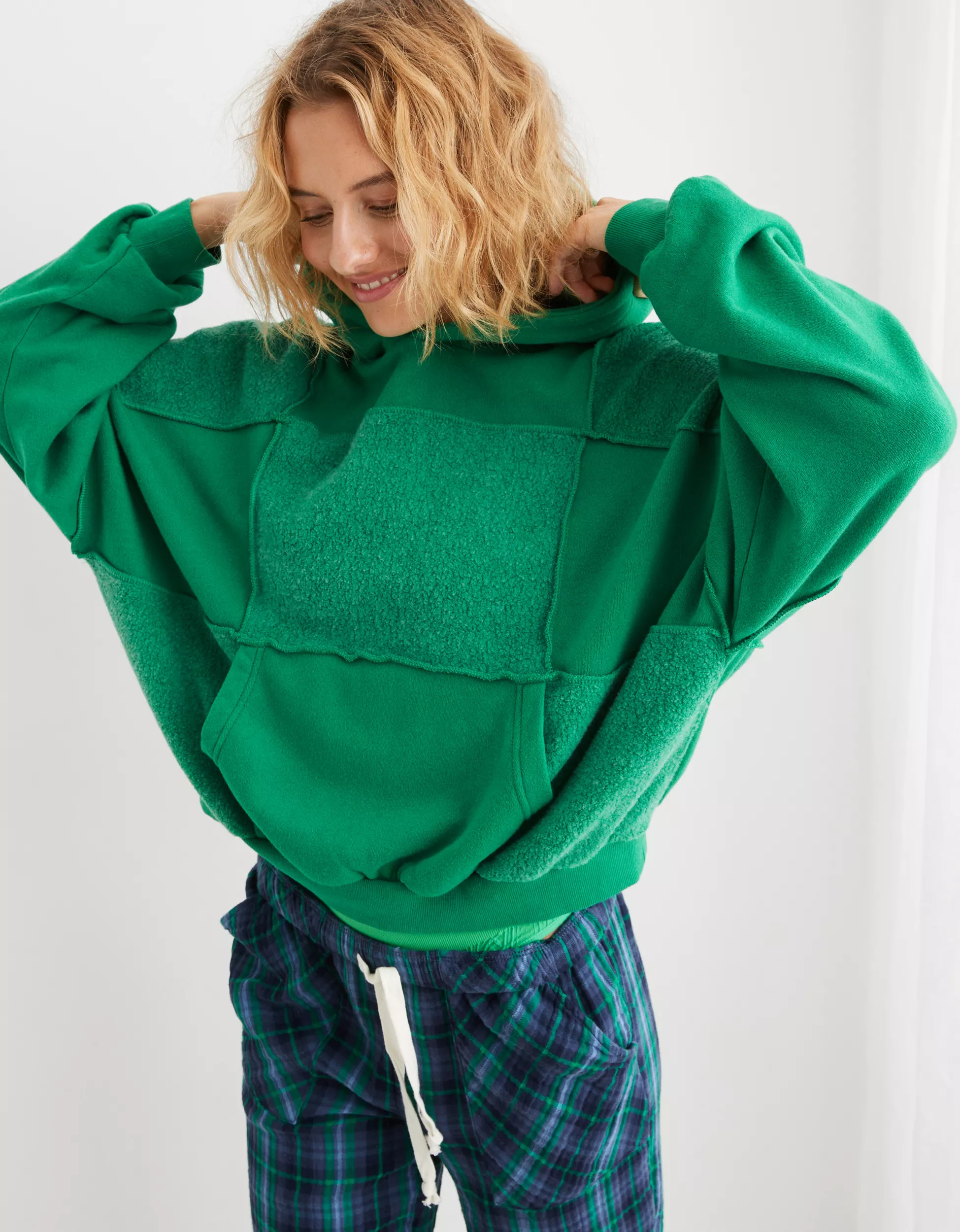 Aerie Sherpa Patchwork Hoodie | Aerie