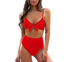 Blooming Jelly Womens High Waisted Bikini Set Tie Knot High Rise Two Piece Swimsuits Bathing Suit... | Amazon (US)