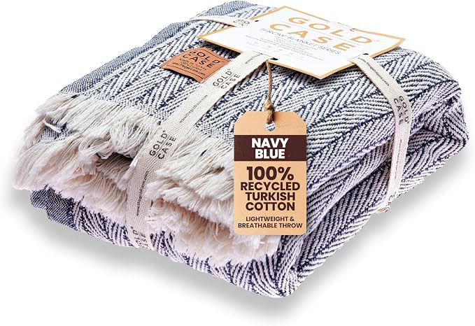 GOLD CASE Throw Blanket for Couch - 100% Recycled Turkish Cotton Blankets & Throws - Vintage Soft... | Amazon (US)