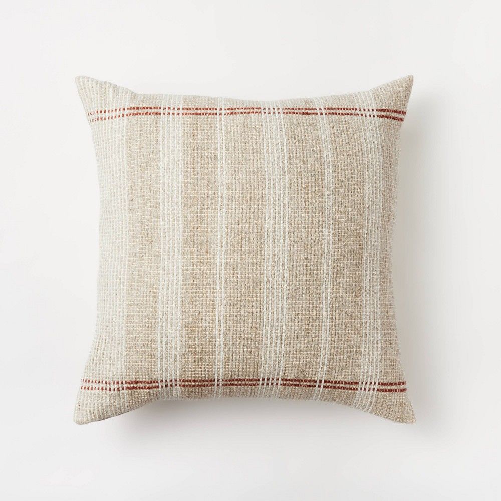 Oversized Woven Striped Square Throw Pillow Neutral/Rust - Threshold designed with Studio McGee | Target