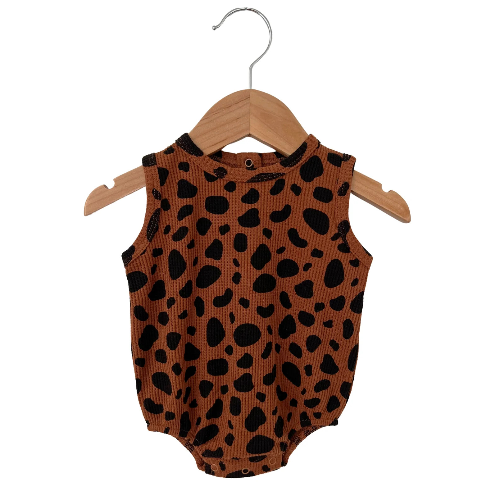 Organic Waffle Bubble Romper, Black Spot | SpearmintLOVE