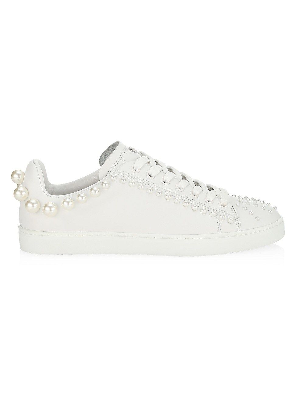 Stuart Weitzman Women's Goldie Embellished Leather Sneakers - White - Size 8.5 | Saks Fifth Avenue