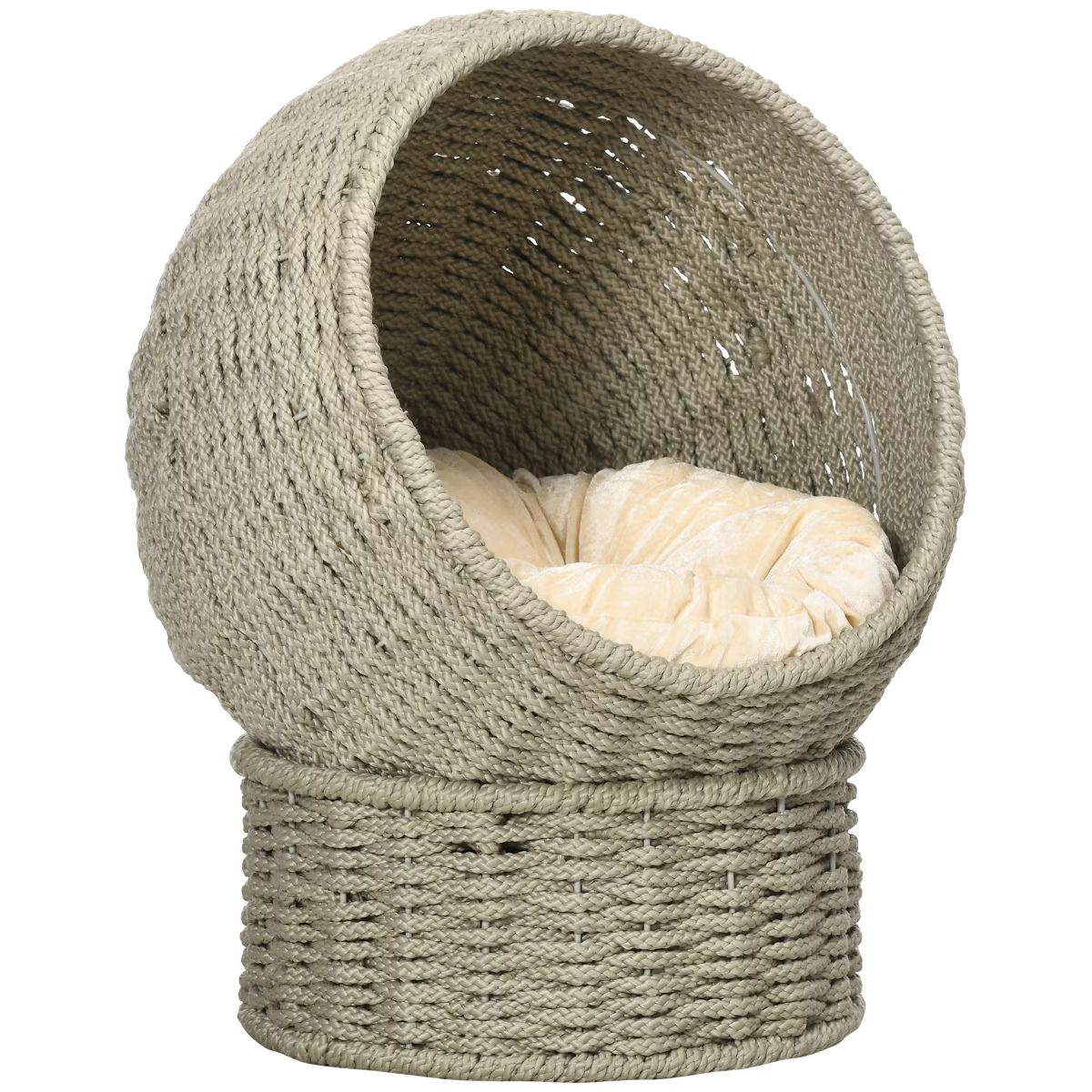 PawHut Elevated Cat Basket Bed with Cushion, Cat Egg Chair Shape, Cute Cat Condo with Stand for I... | Target