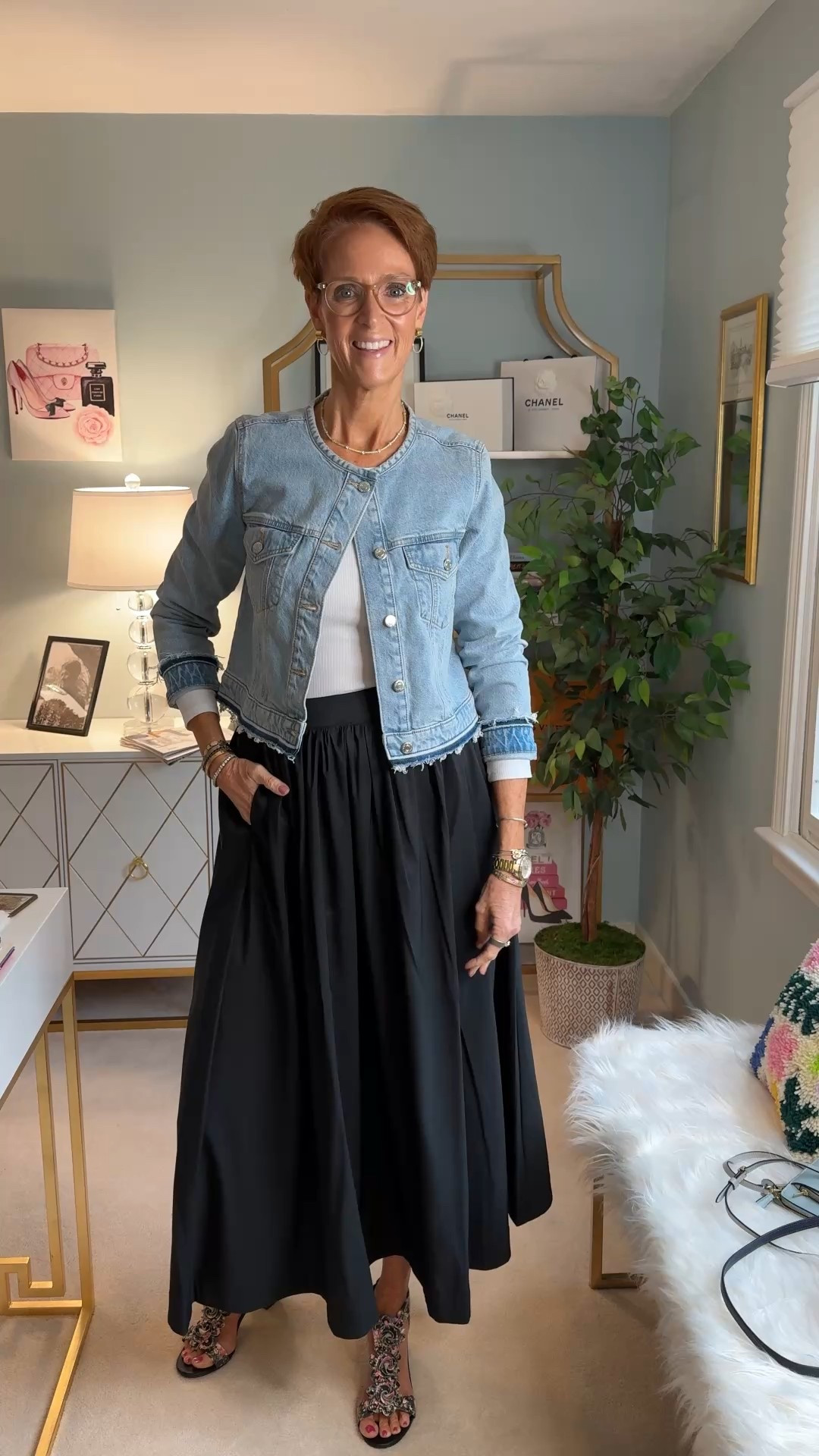 Hi friend! 👋 Thanks for your support! I’m so glad you’re here!
If you're tall, over 40, or just tired of fashion that doesn’t fit your life, you’re in the right place. I share classic, elevated outfit formulas that actually work on tall women (I’m 6’1” for reference!) and help you feel confident getting dressed again.
I am your resource for timeless, elevated fashion for women over 40 (and tall women)
Age: 55
Height: 6’1”
Tops: S/M
Bottoms: 8/10
Dresses: 8/M

Sizing for this video : White ribbed long sleeve Amazon tee: medium
Loft Denim Jacket: small
Target Black Full Skirt: medium

Over 50 fashion, tall fashion, workwear, everyday outfits, timeless outfits, Classic Outfits, target skirt, maxi skirt, denim jacket, modern denim jacket, basic white tee, classic outfit, date night outfit 

#LTKStyleTip #LTKWorkwear #LTKSeasonal