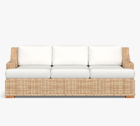 Huntington Wicker Slope Arm Outdoor Sofa (84") | Pottery Barn (US)