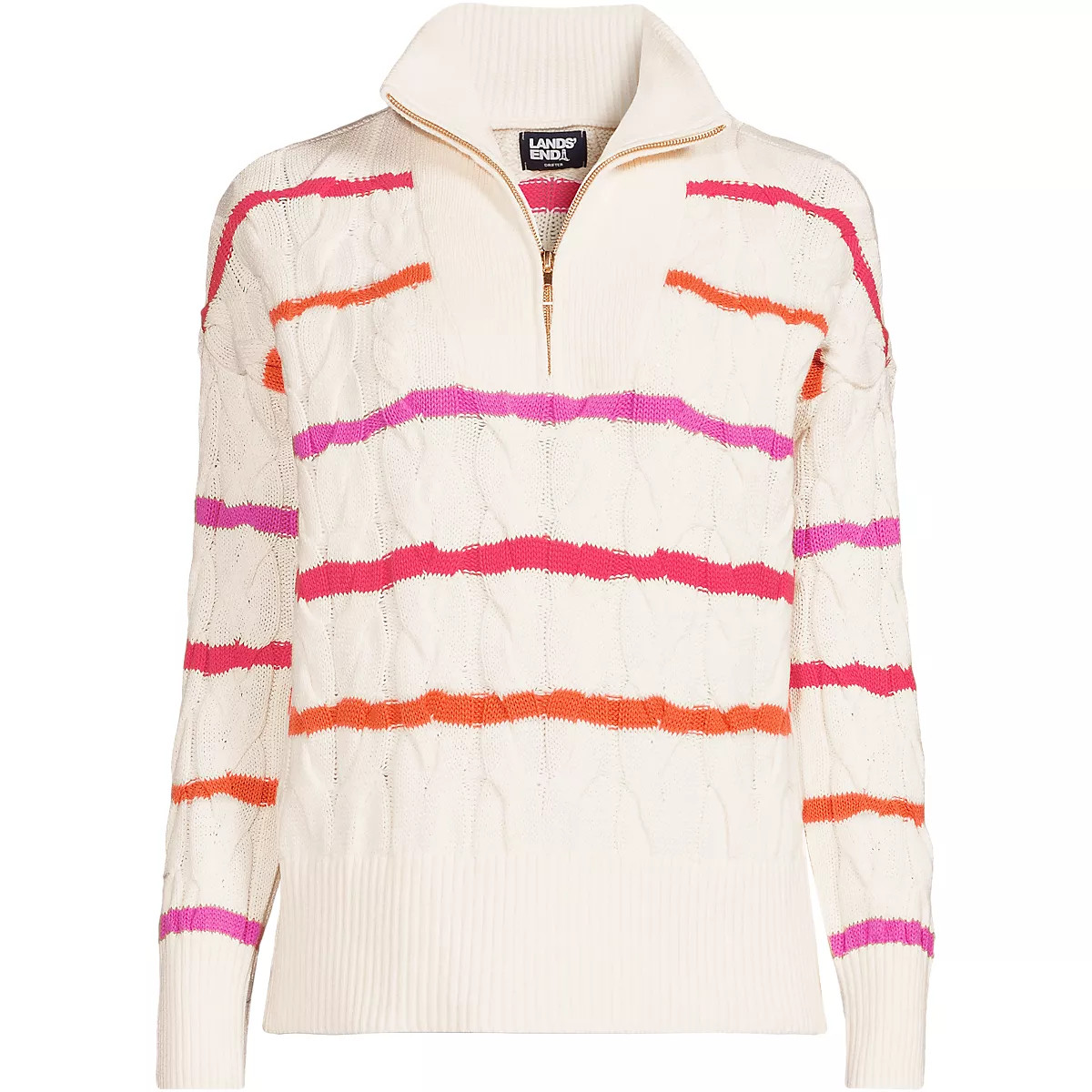 Women's Drifter Cable Quarter Zip Sweater | Lands' End (US)