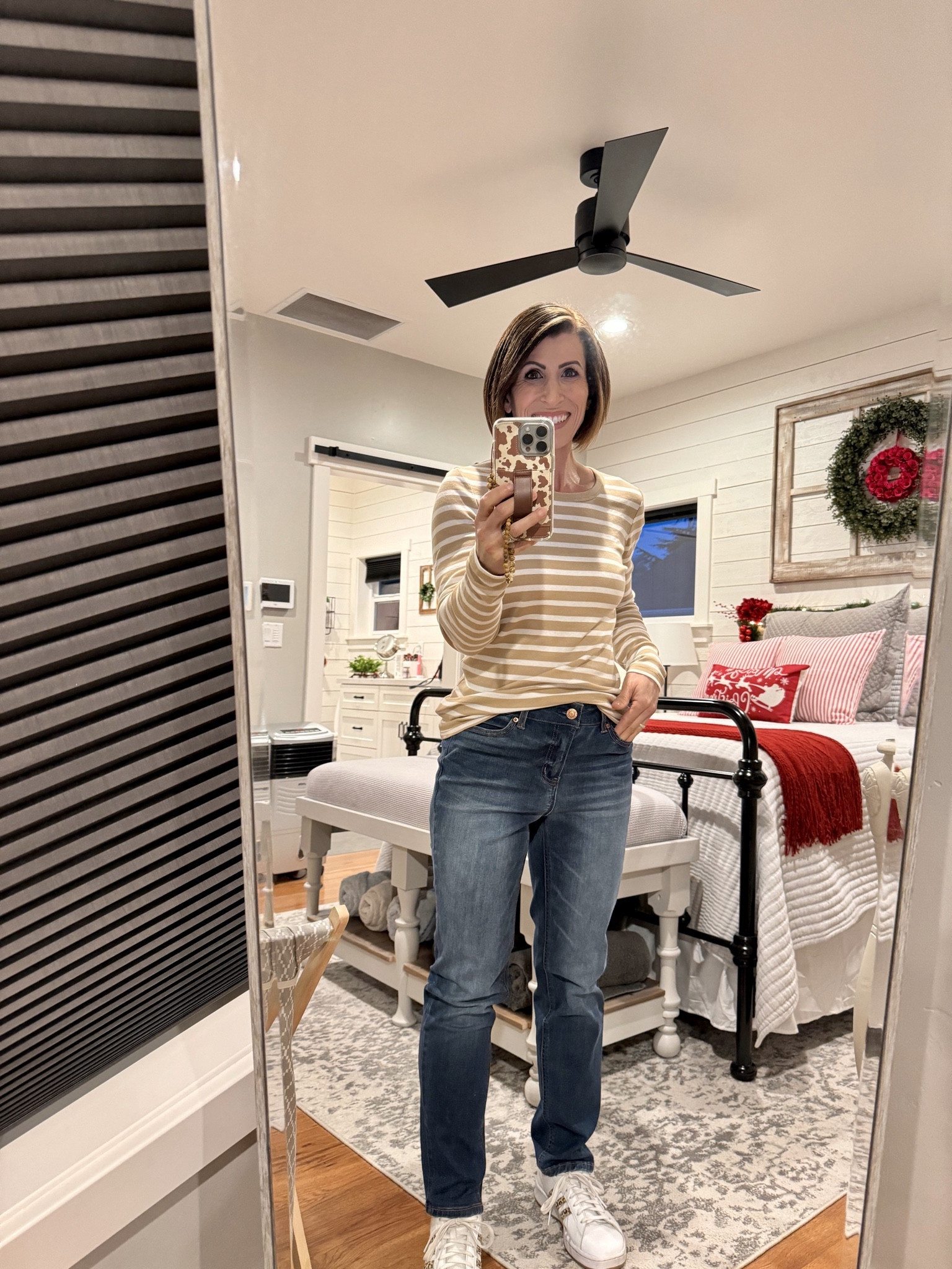 Ok can I just say YES! These jeans are so good. These Time and Tru midsize straight leg jean are so soft and comfy. They got pretty true to size - I’m a size 4 and the fit nicely (a tad big in the waist but still a nice fit overall). The price $17.98 - yes all day long! This is the medium wash. 

#LTKfindsunder50 #LTKover40 #LTKstyletip