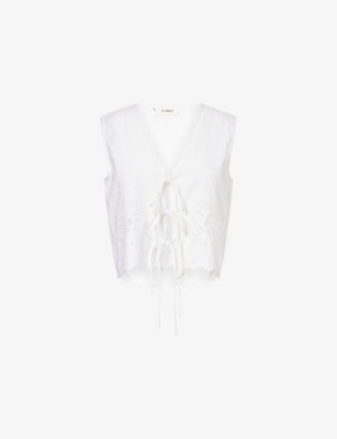 Freida Embroidered-Eyelet Motif Woven Top | Selfridges