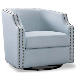 Aerin Sky Blue Swivel Barrel Chair | Cymax