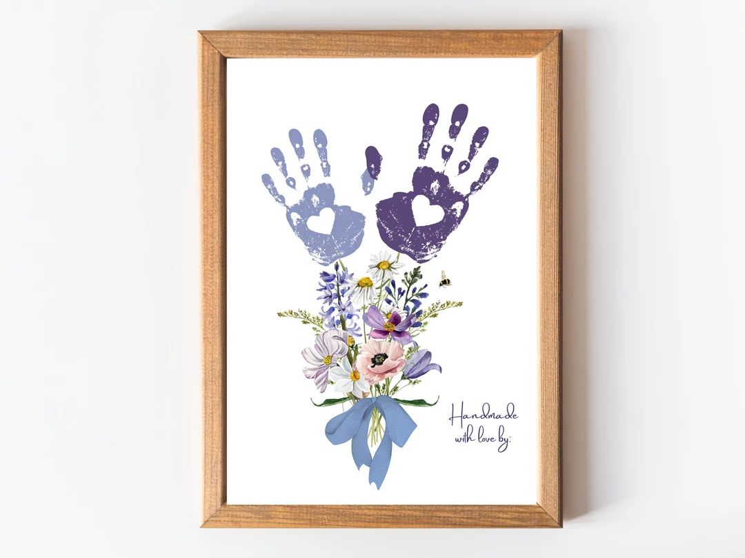 Mothers Day Handprint Print, Personalised Mom Gift, DIY Mom's Birthday, Baby Keepsake Hand Print,... | Etsy (US)