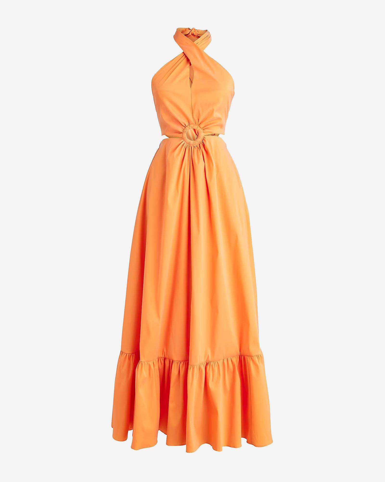 Collection taffeta O-ring cutout halter-neck maxi dress | J.Crew US