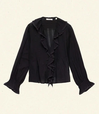 DÄ?EN Hardy Top -- Black - Size - Xxs Cotton Button Up Feminine Victorian | DOEN