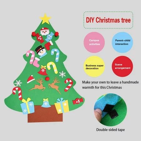 DIY Felt Christmas Tree Set With Ornaments For Kids,Xmas Gifts,Door Wall Hanging | Walmart (US)