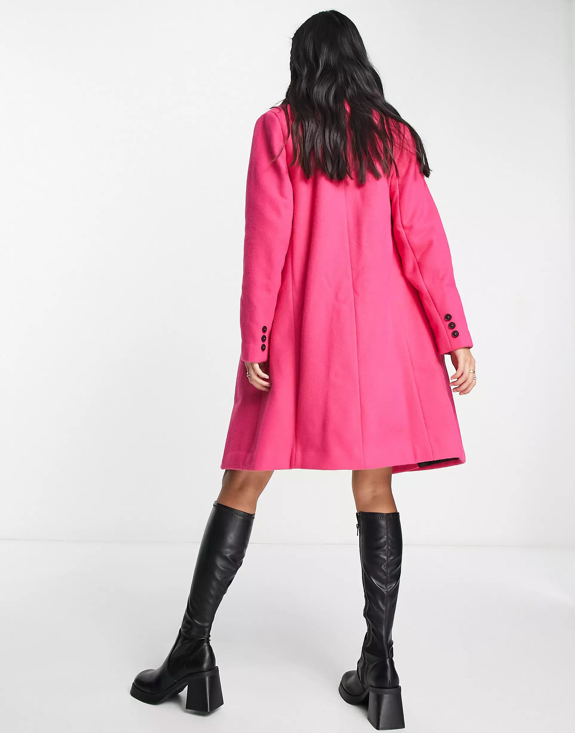 New Look formal lined button front coat in pink | ASOS (Global)