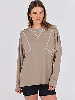 ANRABESS Women Oversized Long Sleeve Crewneck Casual Loose T-Shirts 2024 Fall Fashion Tunic Tops ... | Amazon (US)