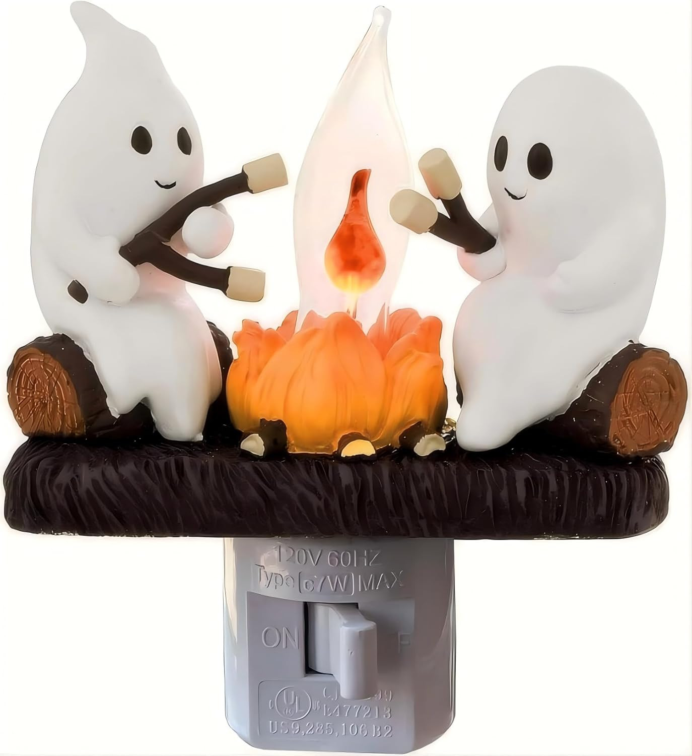 Ghost Campfire Nightlight,Halloween Campfire Flickering Night Light,3D Spooky Fire Marshmallow Night Light for Halloween Decor | Amazon (US)