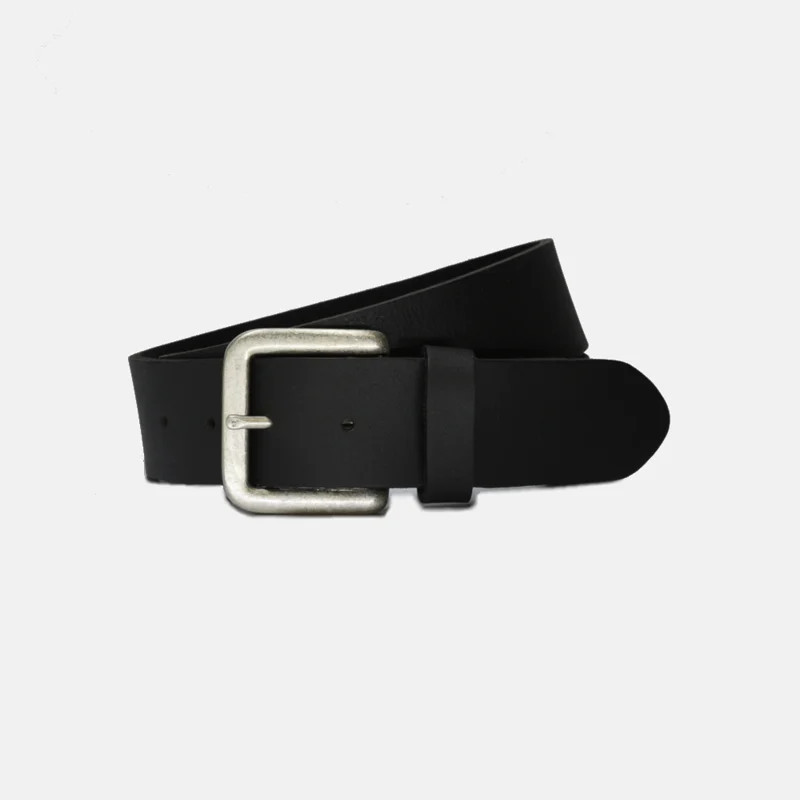 Curated Basics Wide Black Leather on Steel Buckle Belt - Black - S | Verishop