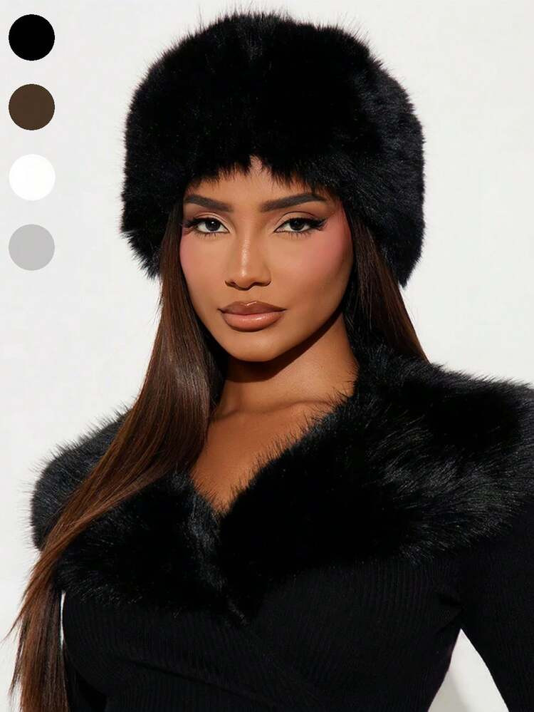 1pc Plush Winter Warm Elastic Headband, Simple & Versatile Daily Hair Accessory For Women Women Bandanas Fashion Women Scarf Fashion Hair Bands Warm Sweatband Women Hair Accessories | SHEIN