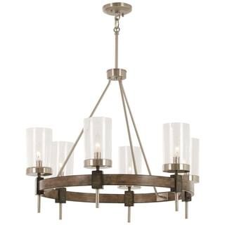Minka Lavery Bridlewood 6-Light Stone Grey with Brushed Nickel Chandelier with Clear Seedy Glass ... | The Home Depot