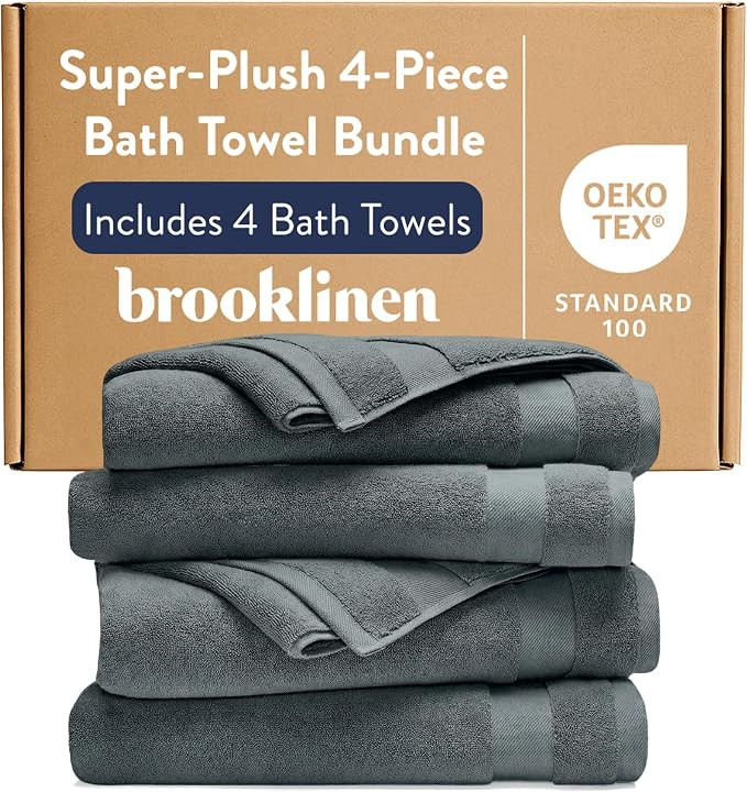Brooklinen 100% Turkish Cotton Bath Towels - Set of 4, Slate Grey | Amazon (US)