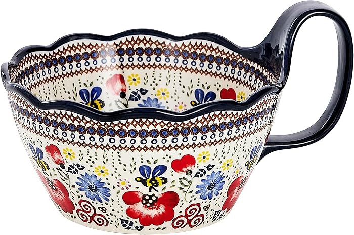 Handpainted Large Soup Bowl with Handle, 34 oz French Onion Soup Bowls Microwave & Oven Safe, Pol... | Amazon (US)