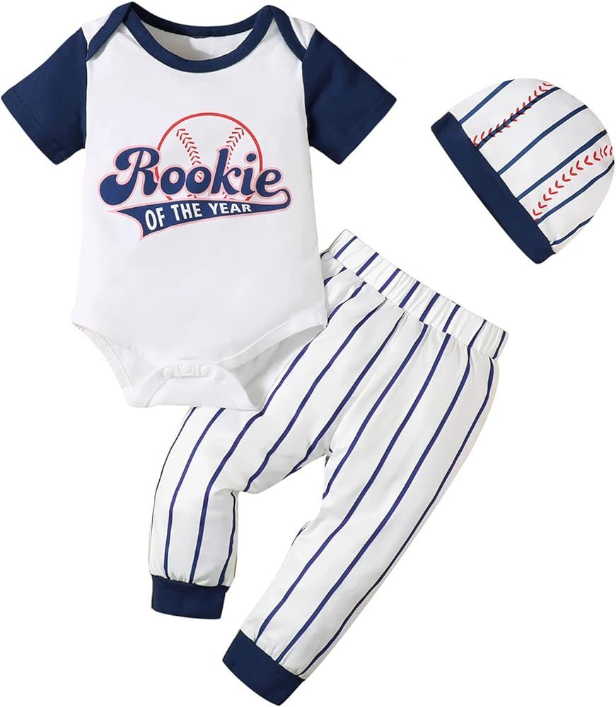 Aslaylme Baby Boy 1st Birthday Outfit One Year Old Birthday Clothes First Birthday Sports Basebal... | Amazon (US)