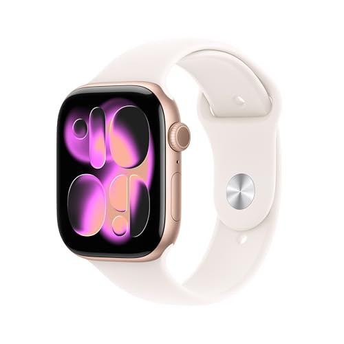 Apple Watch Series 11 [GPS 46mm] Smartwatch with Rose Gold Aluminum Case with Light Blush Sport Band - M/L. Sleep Score, Fitness Tracker, Health Monitoring, Always-On Display, Water Resistant | Amazon (US)