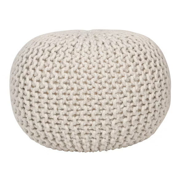 Lola Round Lurex Pouf White - Décor Therapy | Target