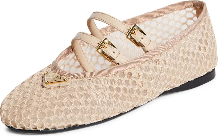 Prada Ballerine Mesh Mary Jane Flat (Women) | Nordstrom | Nordstrom
