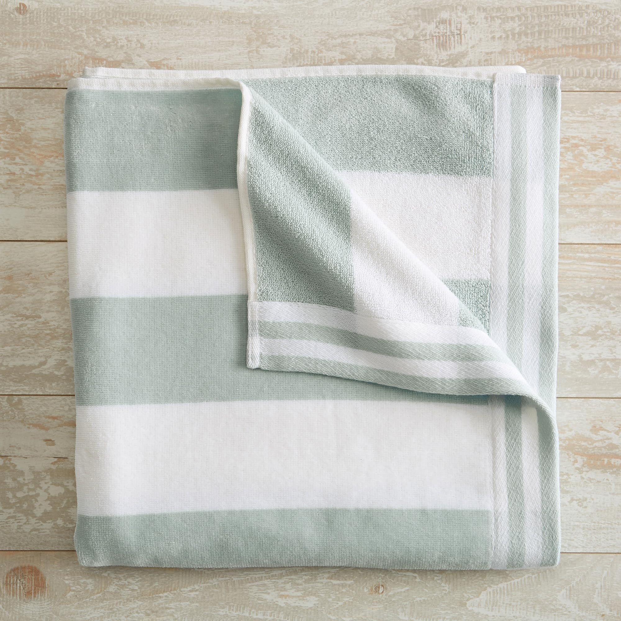 Great Bay Home 100% Cotton Velour Oversized Beach Towel - Blue Cabana Stripe Pool Towels - Quick ... | Amazon (US)