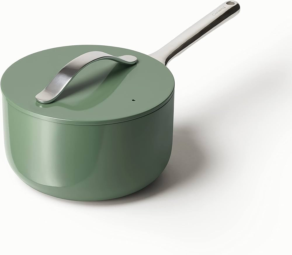 Caraway Nonstick Ceramic Sauce Pan with Lid (3 qt) - Non Toxic, PTFE & PFOA Free - Oven Safe & Co... | Amazon (US)