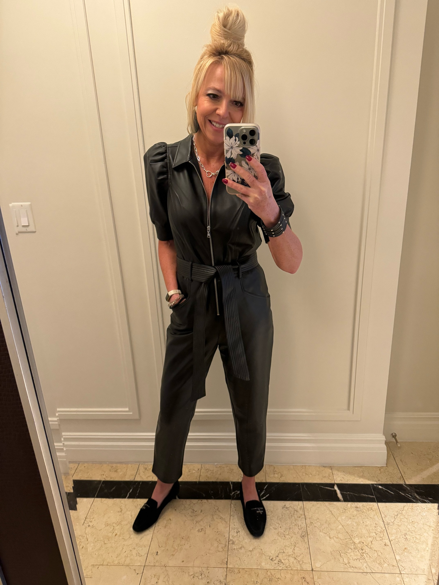 Great faux leather jumpsuit on sale 

#LTKfindsunder100 #LTKsalealert #LTKMostLoved