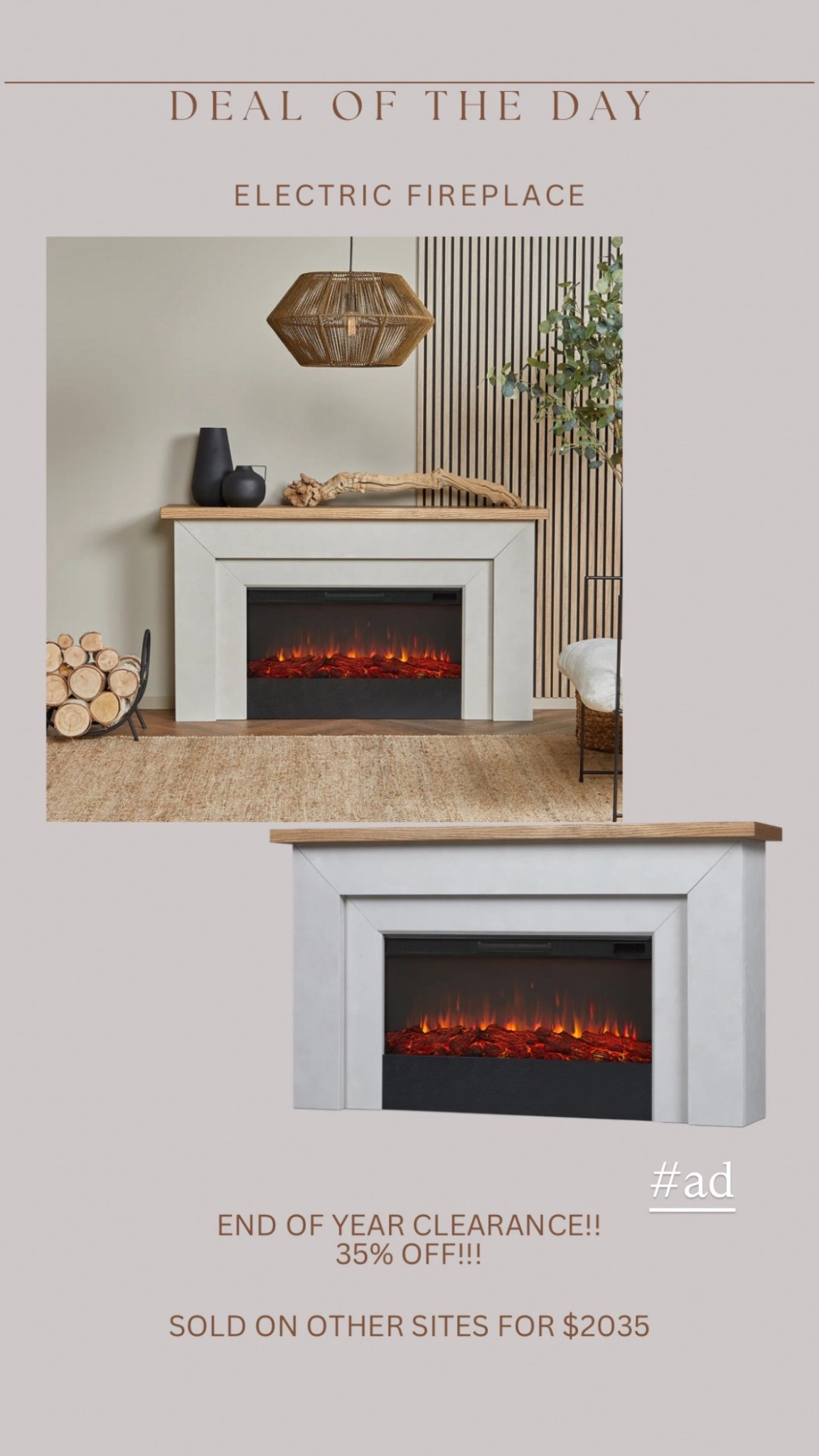  @Wayfair has the most popular electric fireplace 35% off for their End of Year Clearance sale!!! Everything’s up to 60% off and Free & Easy Delivery on orders over $35!! #wayfair #wayfairpartner

#LTKHome #LTKSaleAlert
