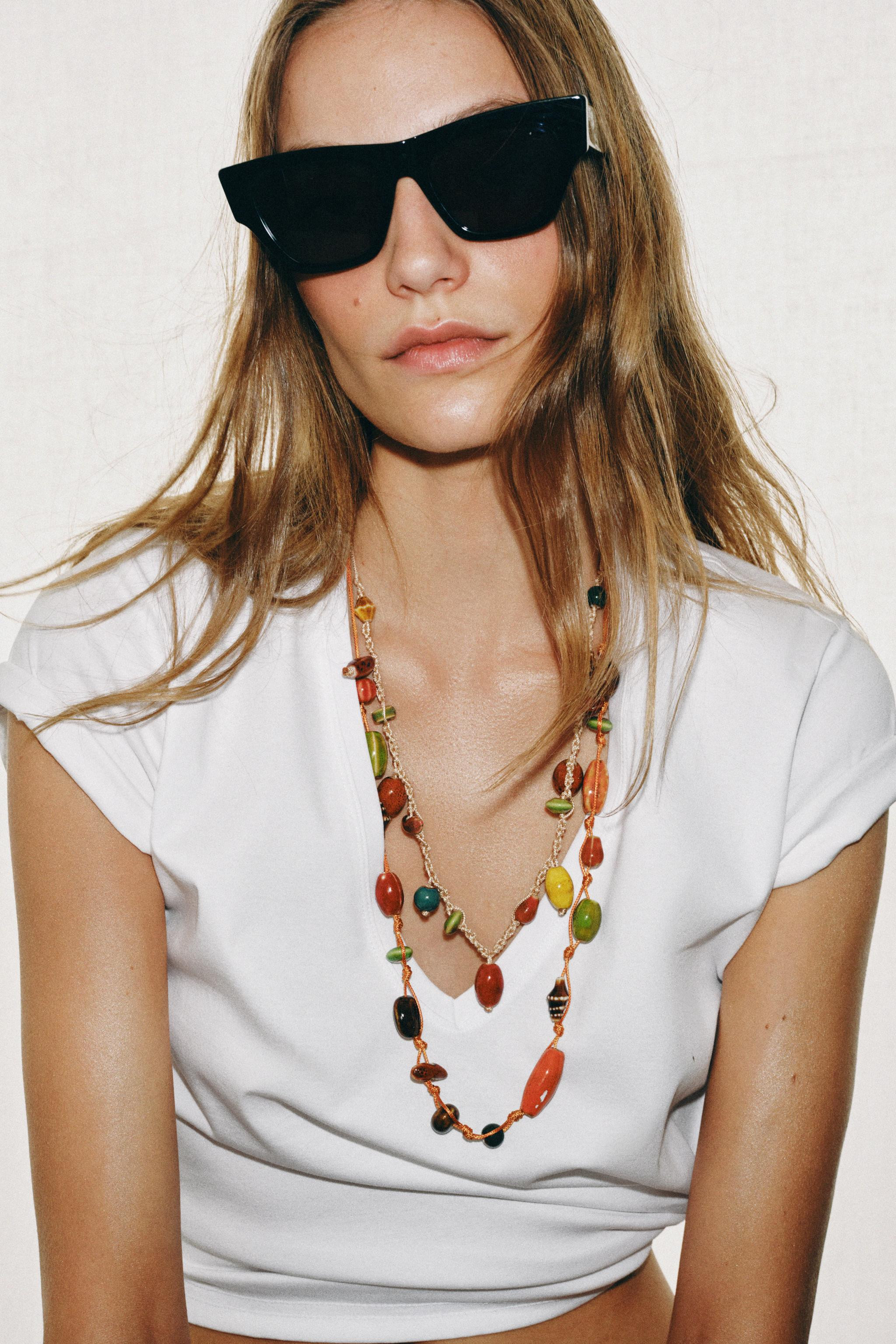 DOUBLE CORD CERAMIC PIECE NECKLACE | Zara US
