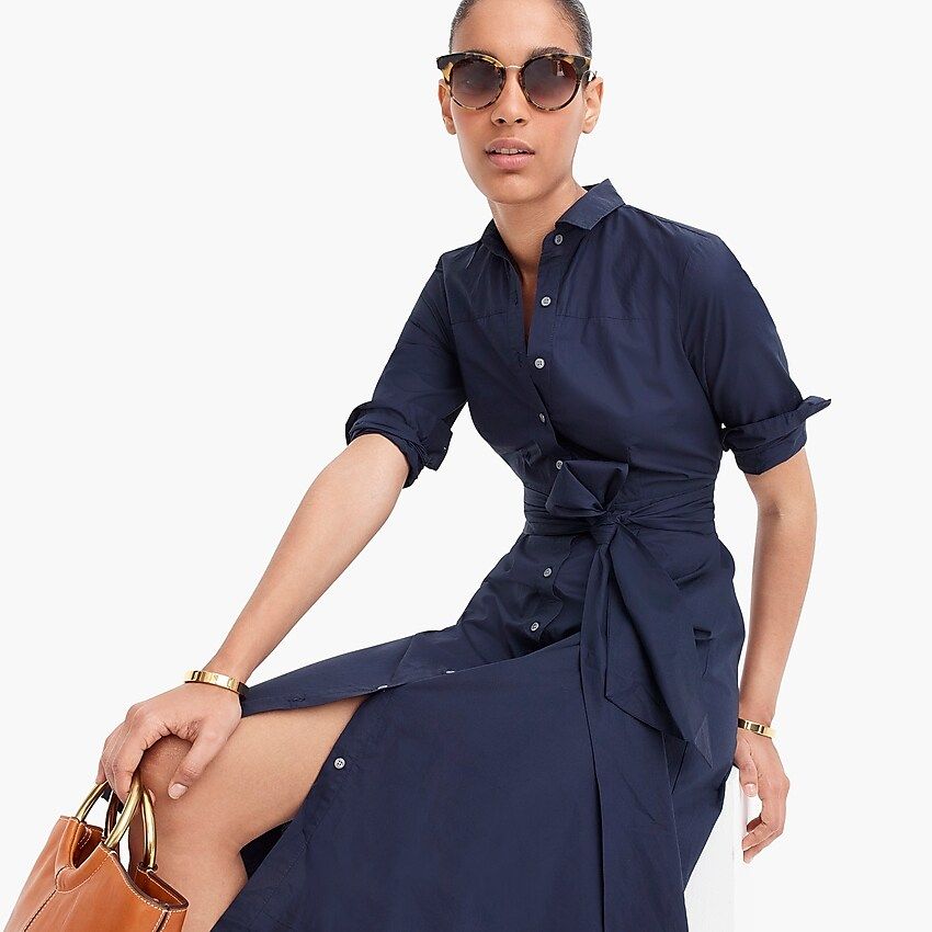 Tie-waist shirtdress in cotton poplin | J.Crew US