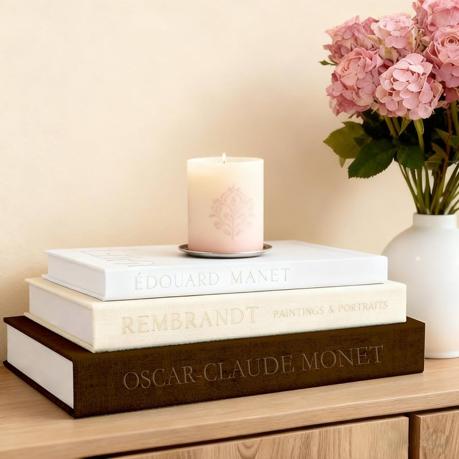 Beautiful Decorative Books, Set of 3 Linen Faux Book for Coffee Table, Aesthetic Fake/Faux Books ... | Amazon (US)